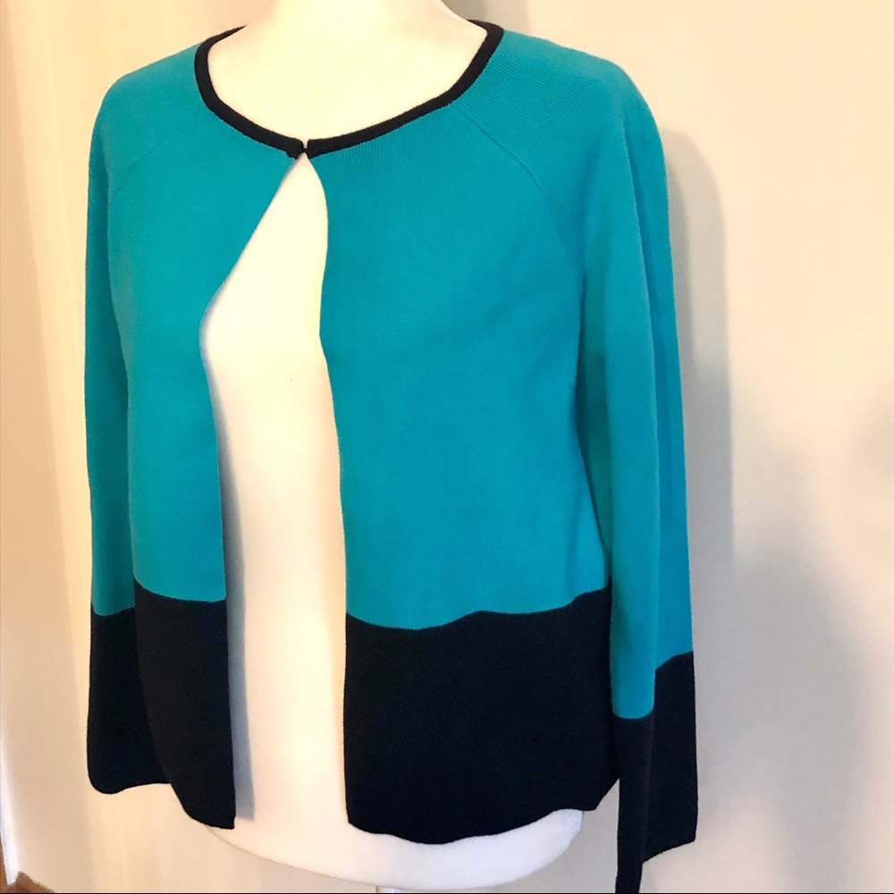 Liz Claiborne Teal and Black Open Cardigan